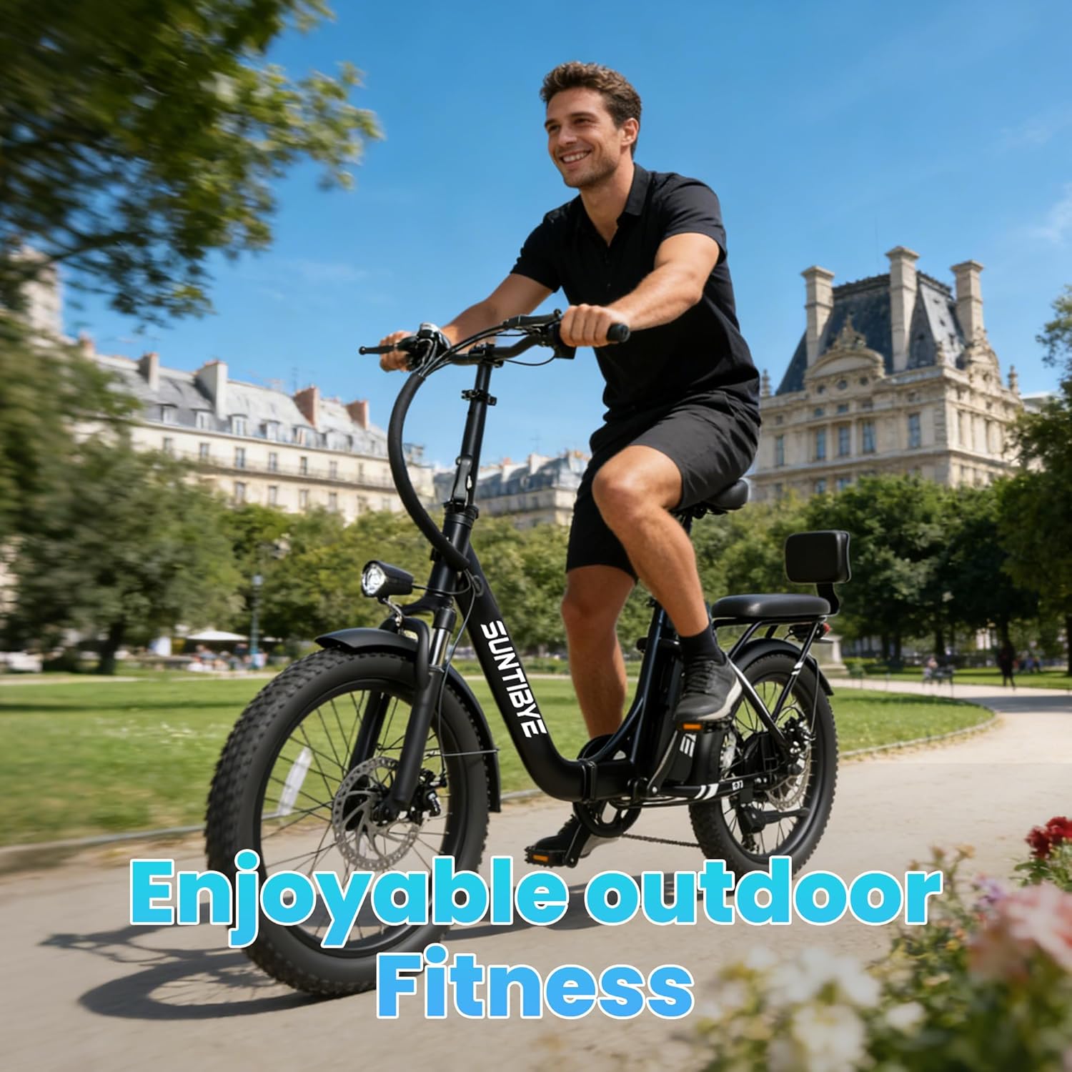 SE1 Foldable Electric Bike for Adults 1500W Peak Motor, 48V 15AH (720WH) Battery, 20"x3" Fat Tire Ebike 28mph 7 Speed Gears Commuter Electric Bicycle E-Bike