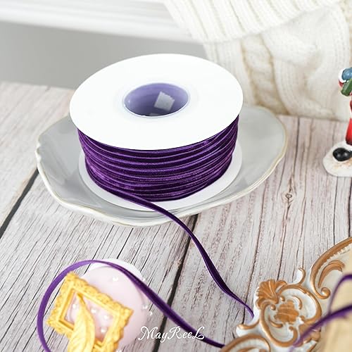 Miniatura 7 de Cinta de terciopelo morado de 18 de pulgada, cinta fina de Halloween, cinta de terciopelo vintage, cinta morada estrecha de 18 pulgadas para