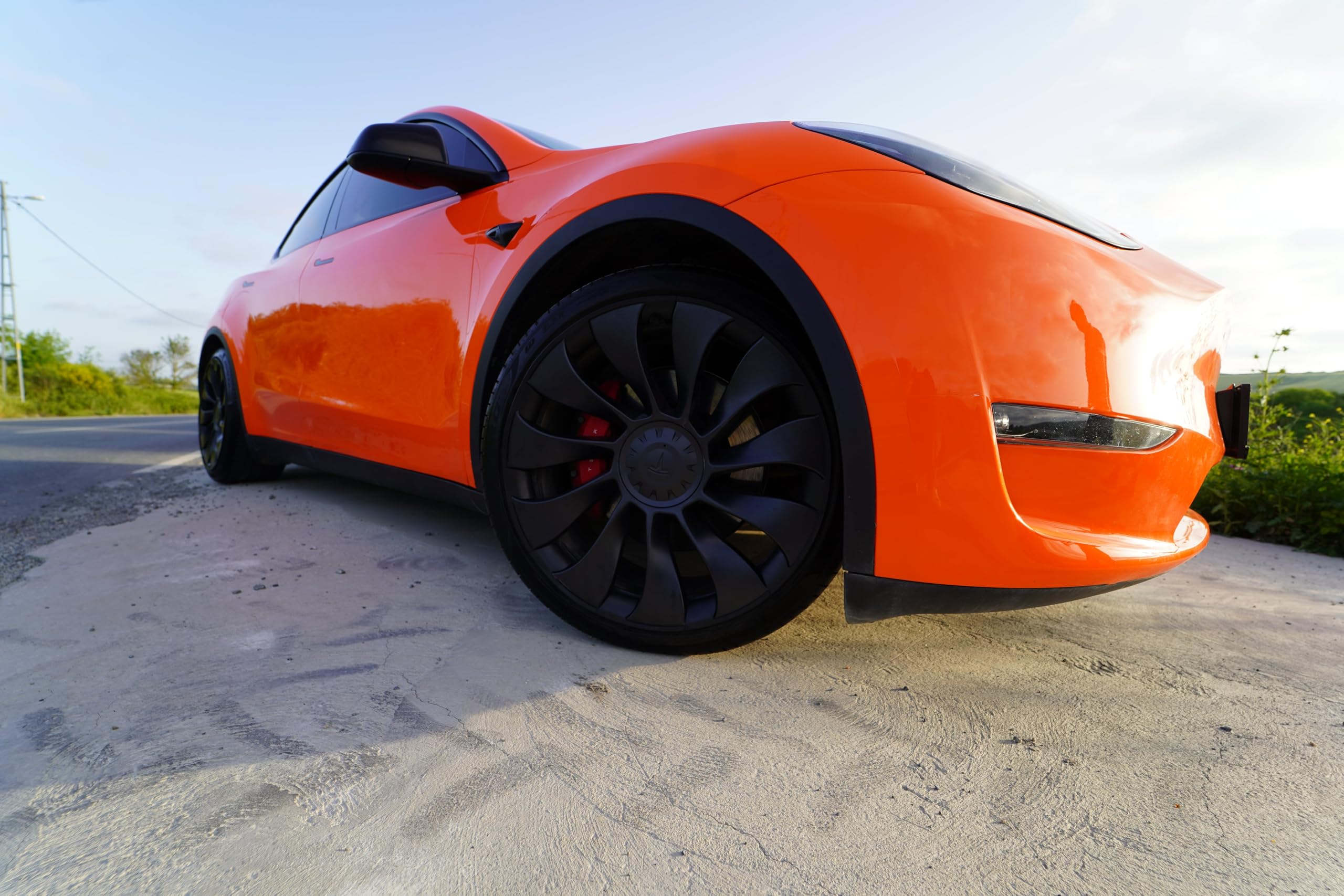 Tesla Model Y Uberturbine Lot de 4 Protections de Jantes 21" – Serrage de Serrage Ultra Solide sans Colle, Coupe de précision CNC, PPF avec kit Complet (4 Roues) – Noir