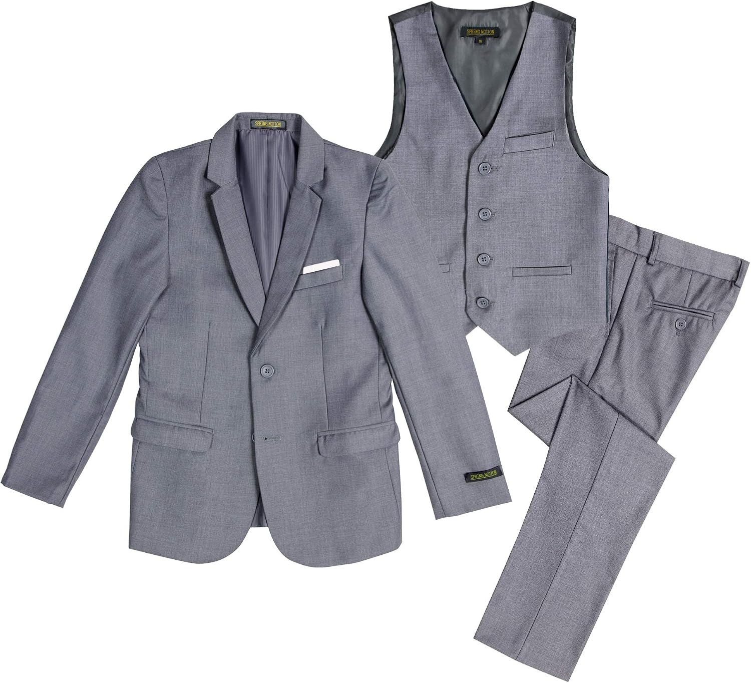 Spring Notion Boys' Modern Slim Fit Suit 3-Piece Set, Customizable Complete Set Available