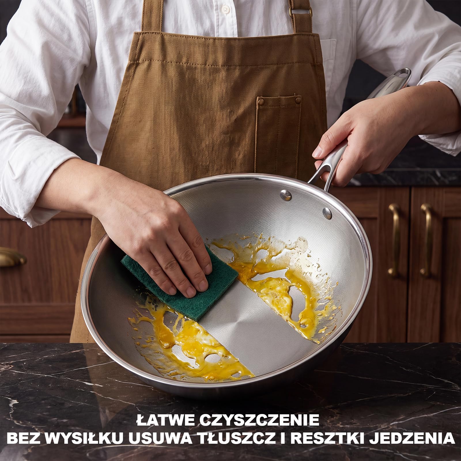 SSGP Tytanowa Patelnia Wok 28cm — nie zawiera PFOA | Łatwe w czyszczeniu, odporne na rdzę, nadają się do wszystkich rodzajów kuchenek, nieprzywierające, z pokrywką