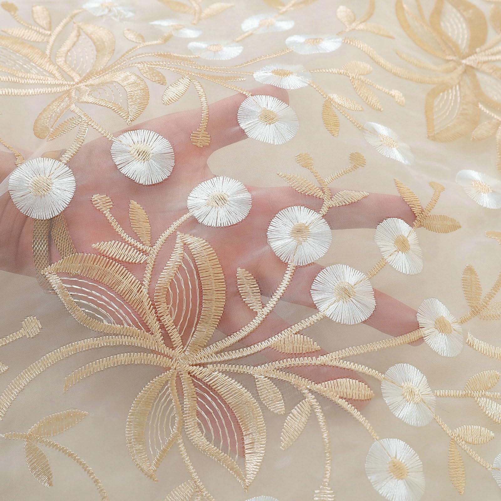 Tischdecke Kaffee Rund 180 cm, Blume Spitze Stickerei Polyester