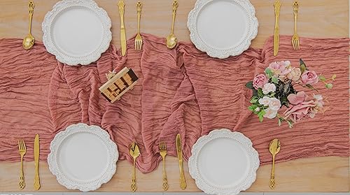 Miniatura 1 de Paquete de 2 caminos de mesa de gasa de 35 x 120 pulgadas para decoración de boda, decoración de boda, rústico, bohemio, baby shower, arco de