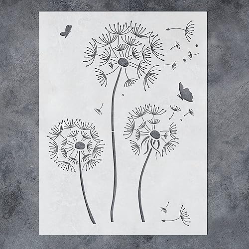 GSS Designs - Plantilla de diente de león grande de 12 x 16 pulgadas, plantillas de flores y mariposas para pintar en paredes de madera, muebles de