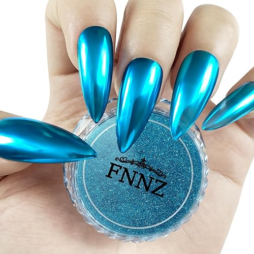 Chrome Nail Powder, Metallic Lake Blue Nail Powder Pigment Premium