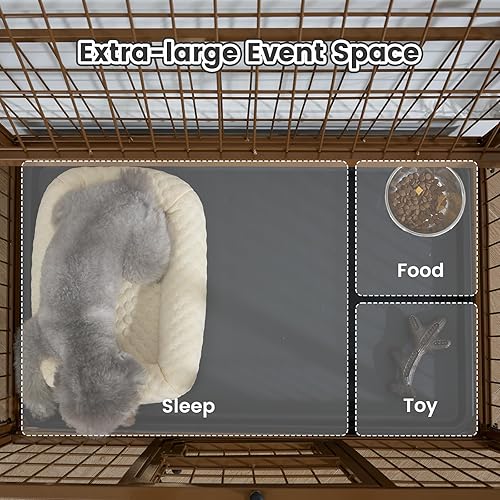 Miniatura 28 de Gardner Pet Jaula para perros resistente de 32 pulgadas con ruedas, jaula plegable de metal para cachorros, perros pequeños y medianos, jaula Marrón