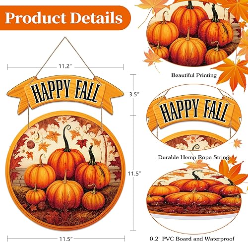 Miniatura 4 de D24TIME Letrero de bienvenida de otoño, letrero de puerta de Acción de Gracias, colgante de calabaza de otoño, cosecha, letrero de puerta delantera,