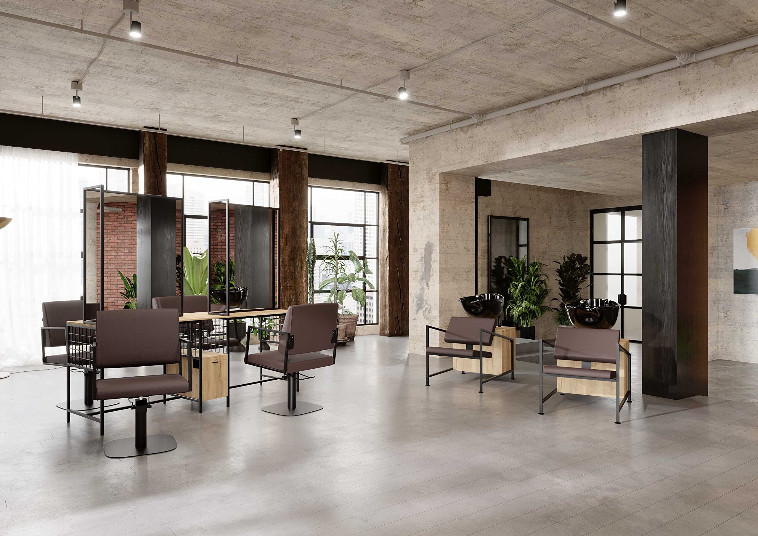 Ayala Friseurstuhl Loft schwarz 360° Drehbar Höhenverstellbarer Hydraulischer Friseursessel