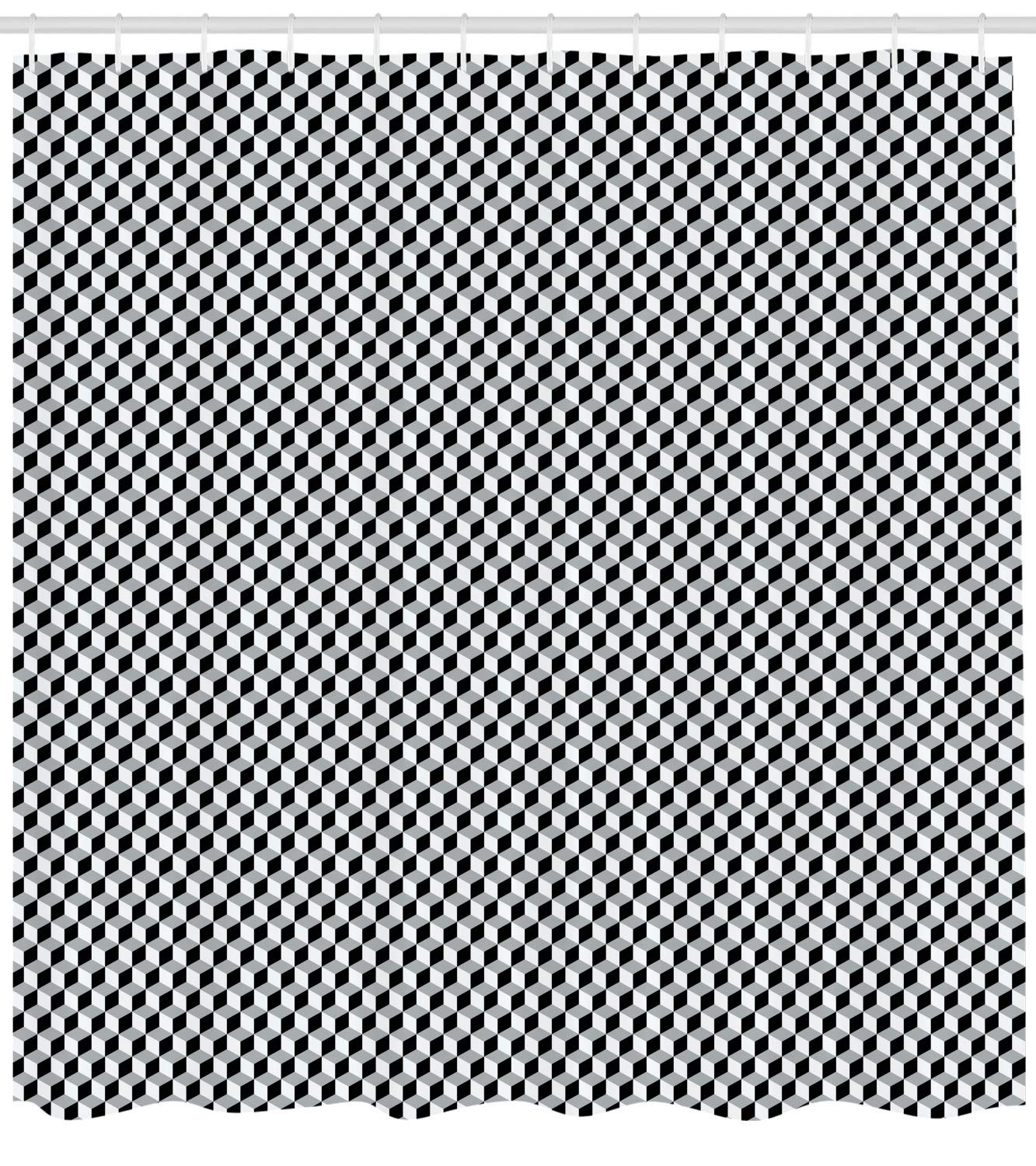ABAKUHAUS Tenda Da Doccia 'Amo Quello Che Fai' – 175x240 Cm – Tessuto Con Ganci Inclusi, Stampa Cuori Senape E Grigio, Idrorepellente