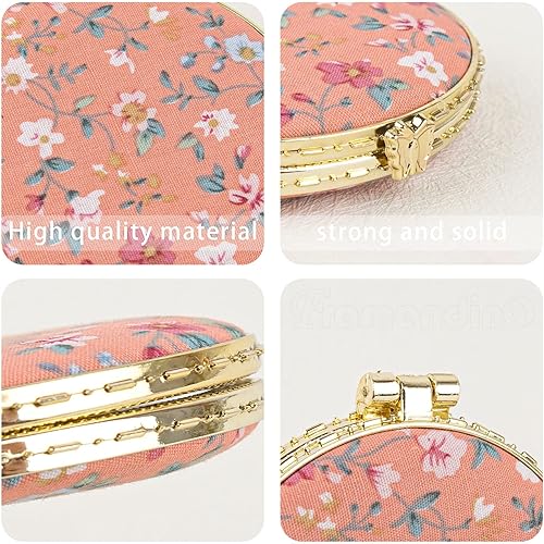 Miniatura 8 de Framendino, Paquete de 4 espejos de bolsillo retro con diseño floral vintage para maquillaje y maquillaje para mujeres y niñas