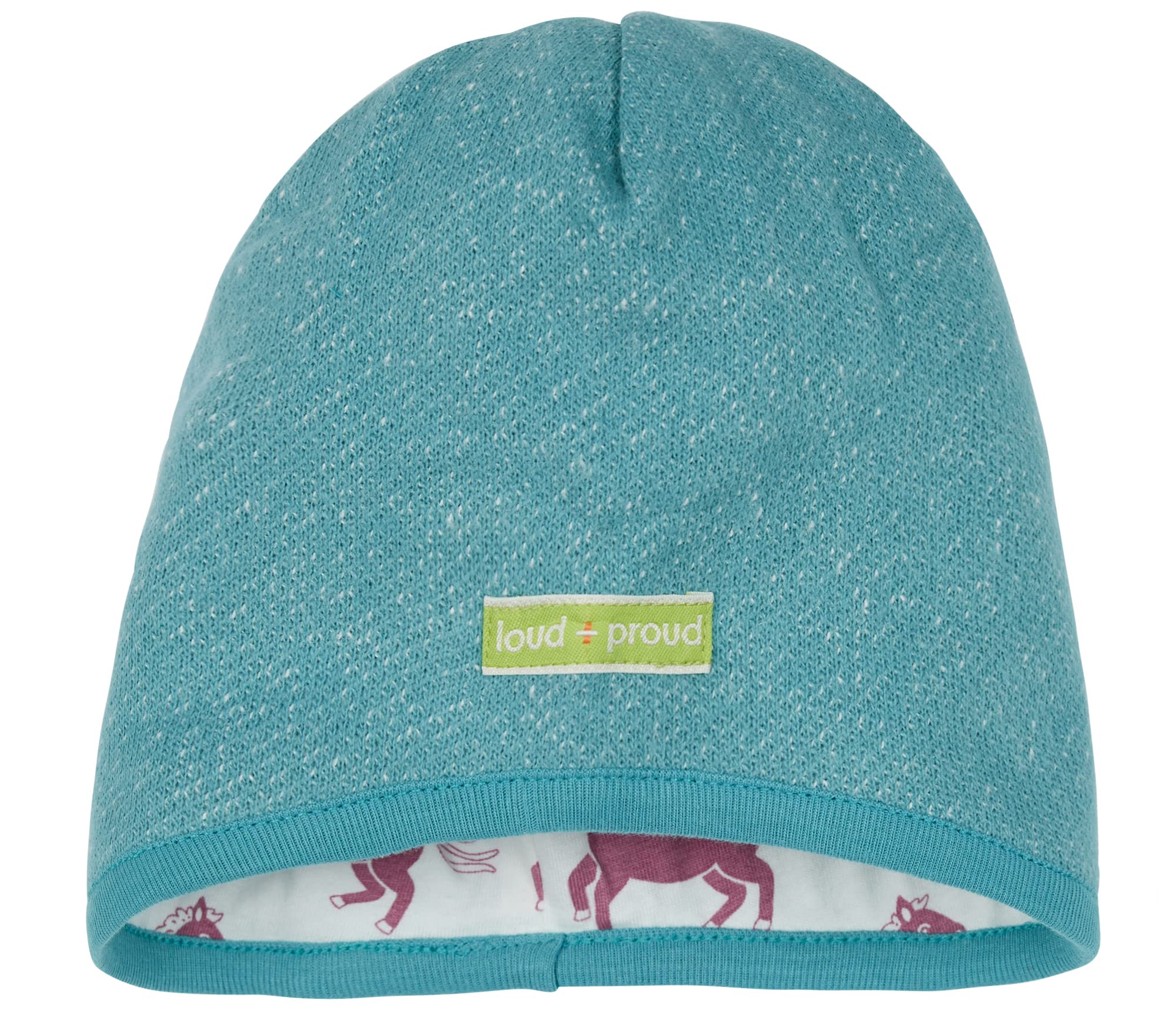 loud + proud Girls' Melange Knit, GOTS Certified hat, Topaz, 49-50