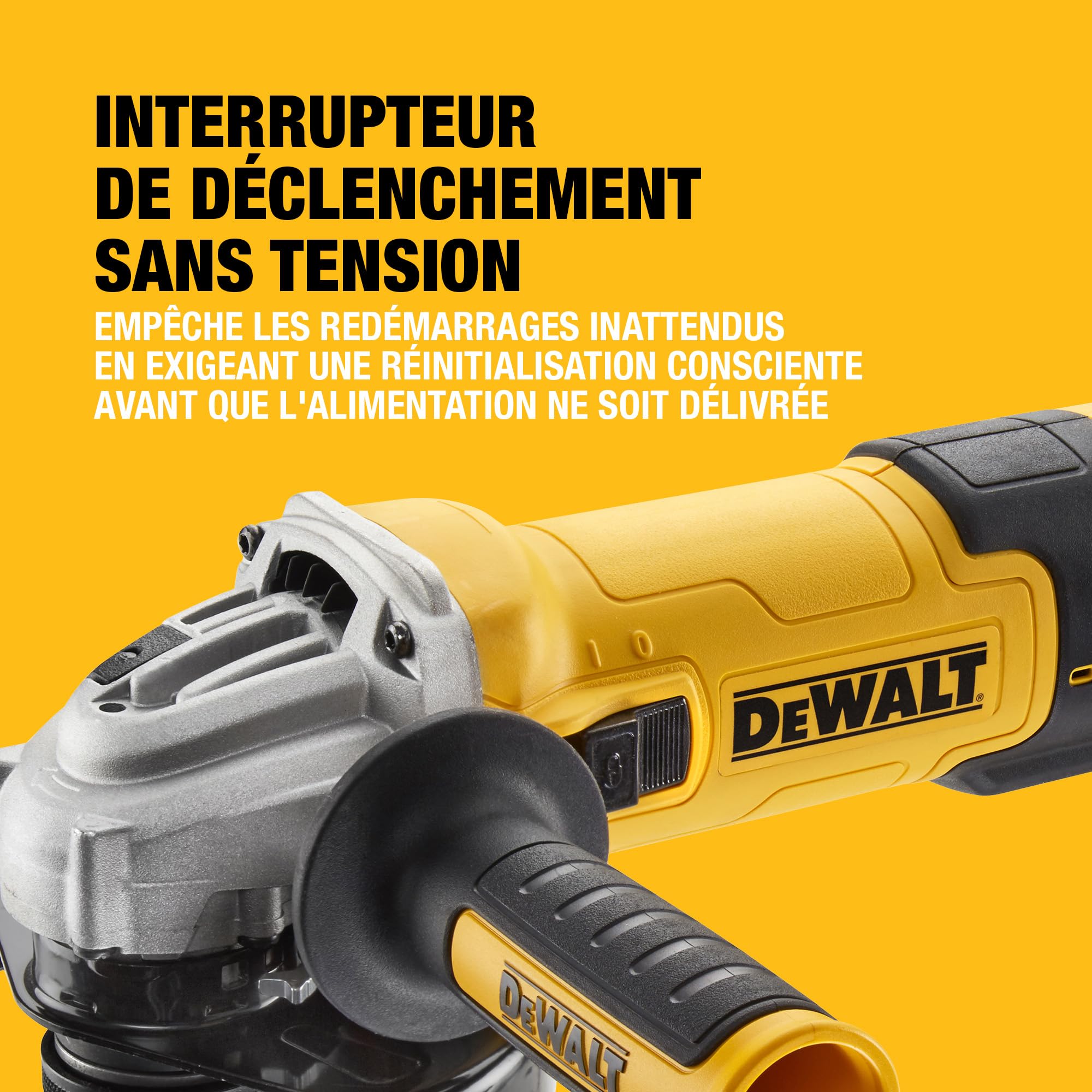 DEWALT - Meuleuse d'angle filaire 125mm à vitesse variable, 1500W avec interrupteur anti-redémarrage - Kit de surfaçage, DWE4257KT-QS
