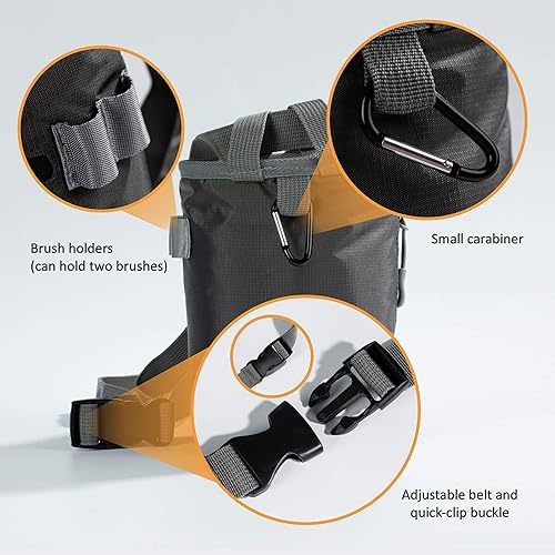 Miniatura 5 de Bolsa de tiza para escalada en roca, bolsa de tiza de escalada para boulder con 2 grandes bolsillos de almacenamiento con cremallera, bolsa de tiza