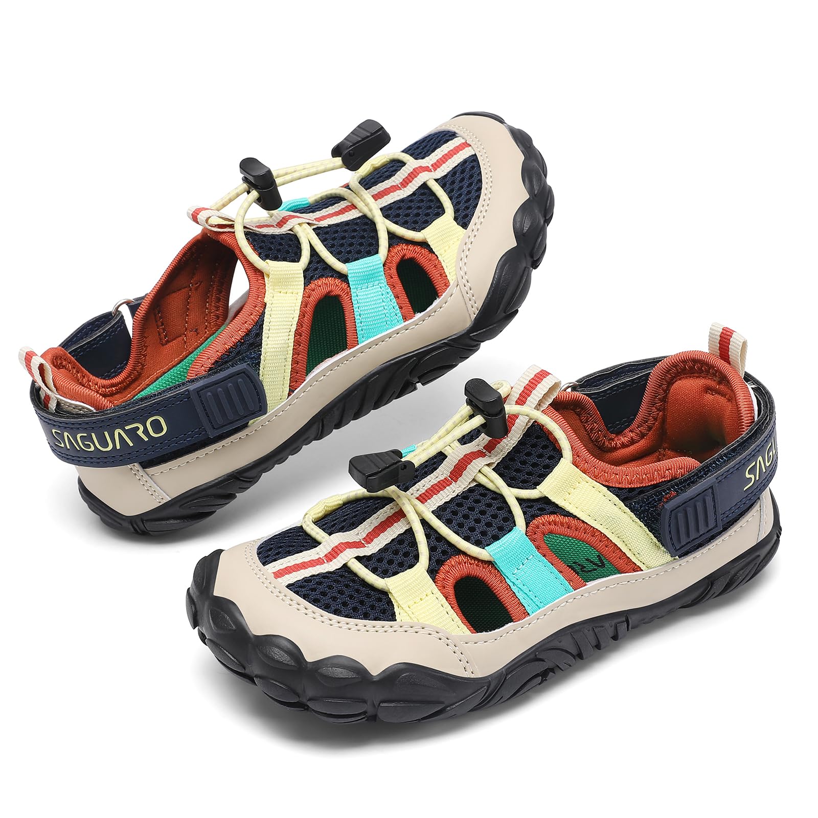 SAGUARO Kinder Geschlossene Sandalen Outdoor Rutschfest Trekkingsandalen mit Breiter Zehenbox und Zero-Drop Solhe,Gr.24-36