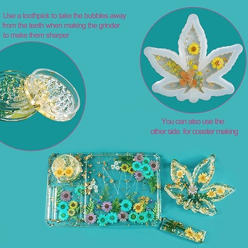 Miniatura 6 de 4 PCS Silicone Molds for DIY Epoxy Resin - Large Resin Molds Including Rolling Tray Mold Ashtray Joint Holder and Resin Grinder Mold
