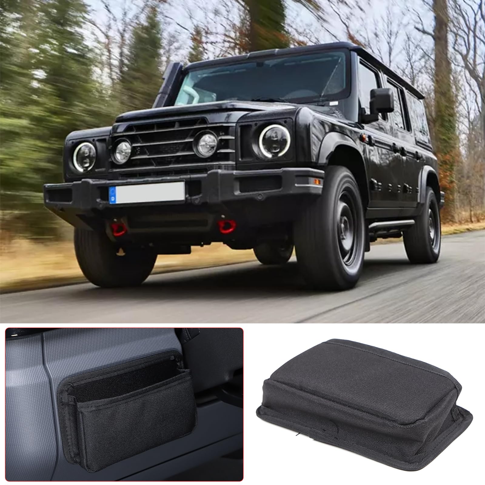 Tumukiw 2PCS Center Console Hanging Organizer Storage Bag Gear Shift Storage Bag Compatible with Ineos Grenadier 2020-2024 Car Side Pocket Organizer