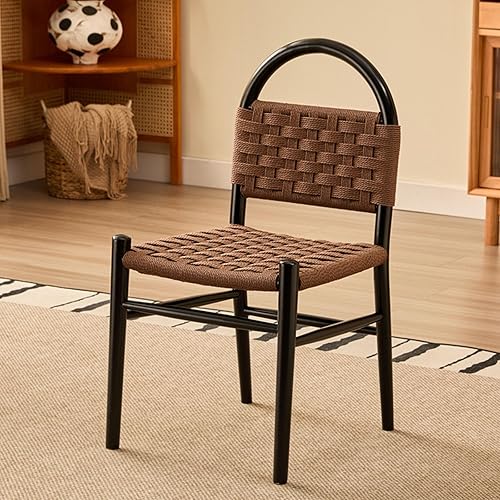 Miniatura 13 de Sillas de comedor de ratán de madera, sillas de cocina tejidas, silla de comedor con patas de madera, silla de tocador, silla lateral sin brazos