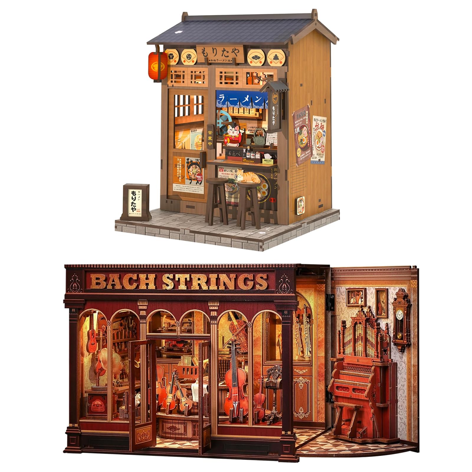 CUTEBEE Book Nook Kit - DIY Puppenhaus Miniature House Musical Room, 3D Holzpuzzle & Miniatur Haus Selber Bauen, Book Bibliothek Geschenke für Familie und Freunde