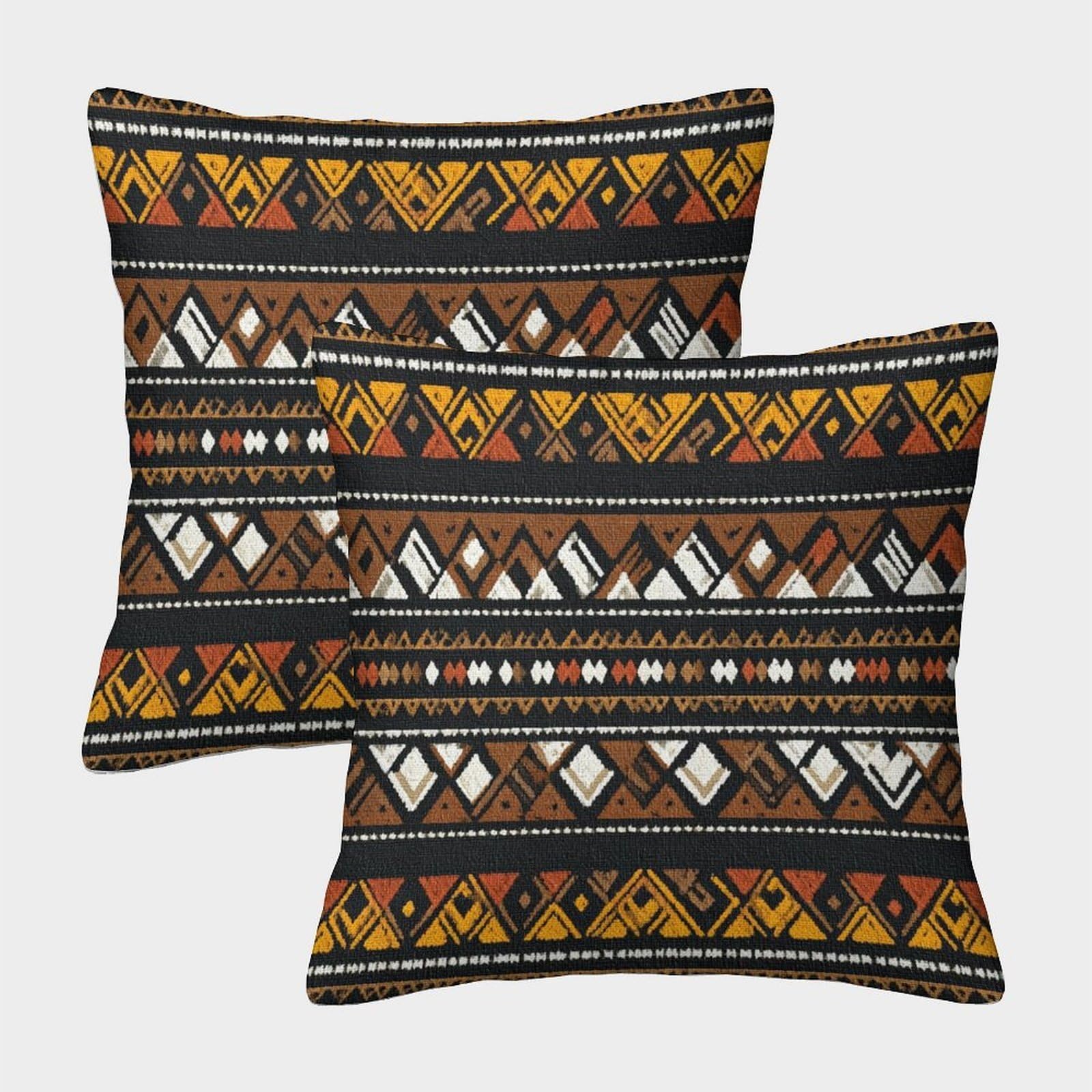 kaiyun 2 Pack 3D African Tribal Geometric Patterns Theme Square Cushion Cover Decoration Pillow Cover Suitable for Home Sofa Bedroom Living Room 50x50cm