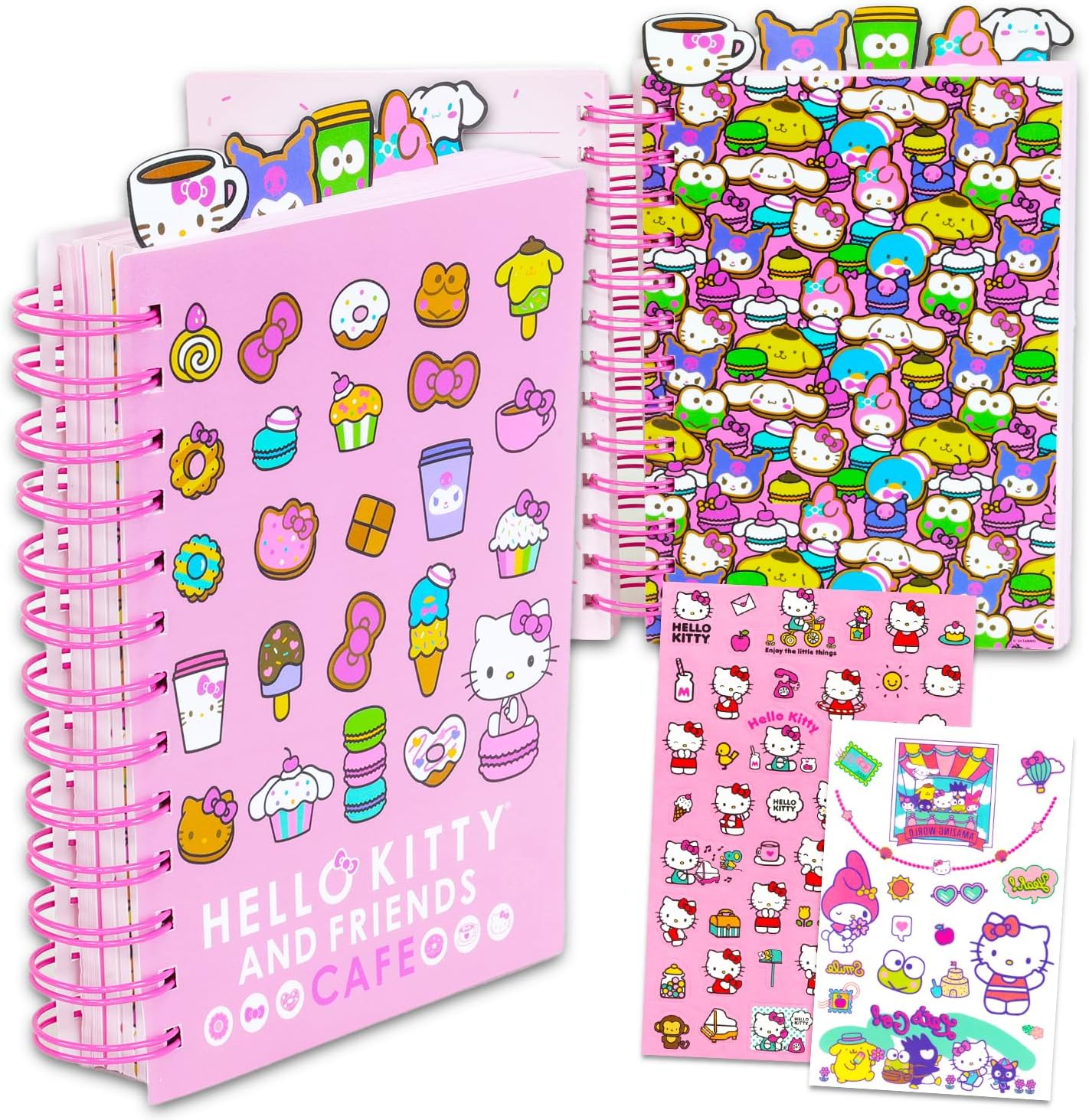 Hello Kitty and Friends Journal Set - Cafe Notebook Bundle with Tab Journal Plus Stickers, Decals | Hello Kitty School Supplies Gifts