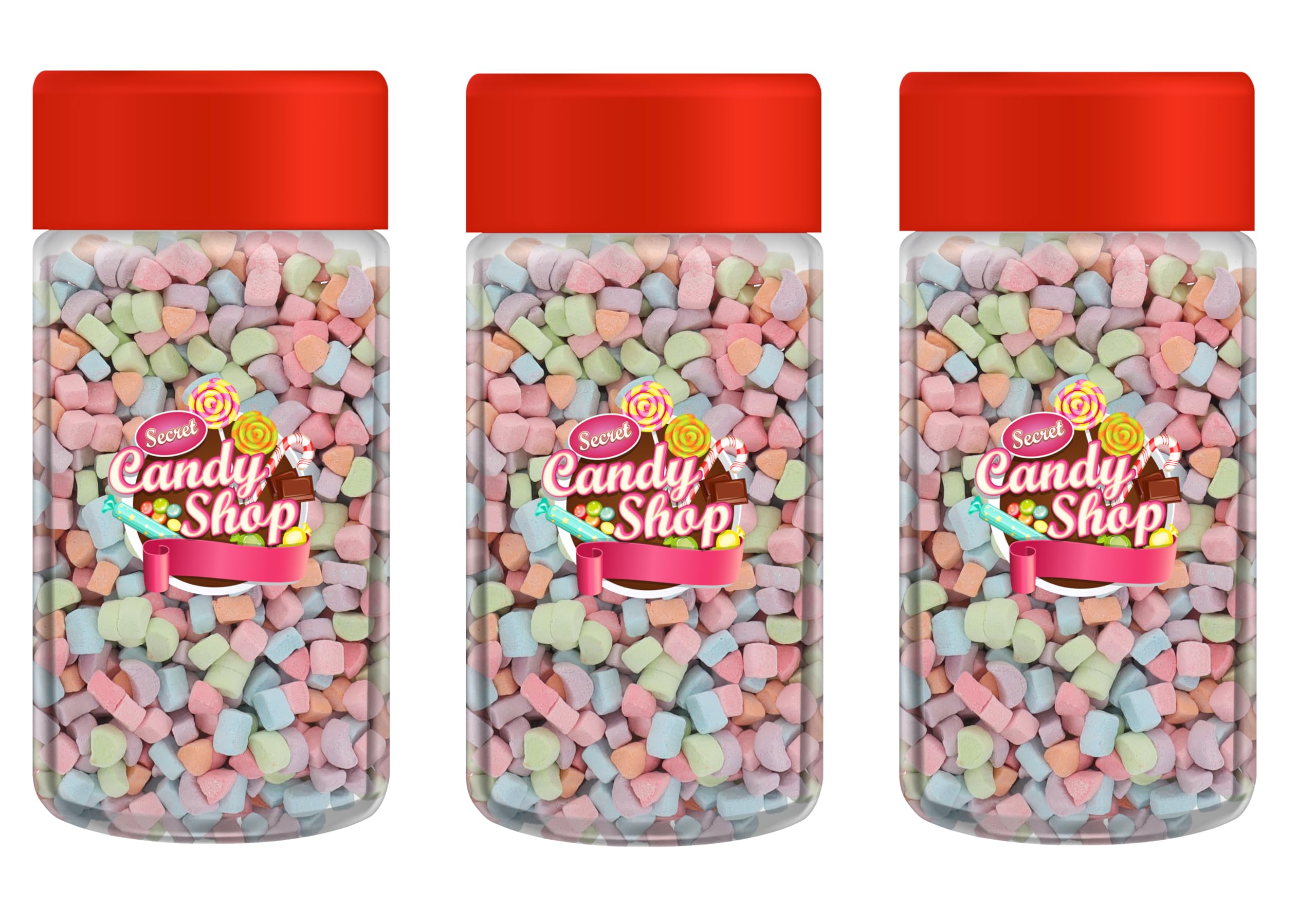Candy Shop Premium Mini Dehydrated Marshmallows Bits (Vanilla Rainbow) (Pack of 3)