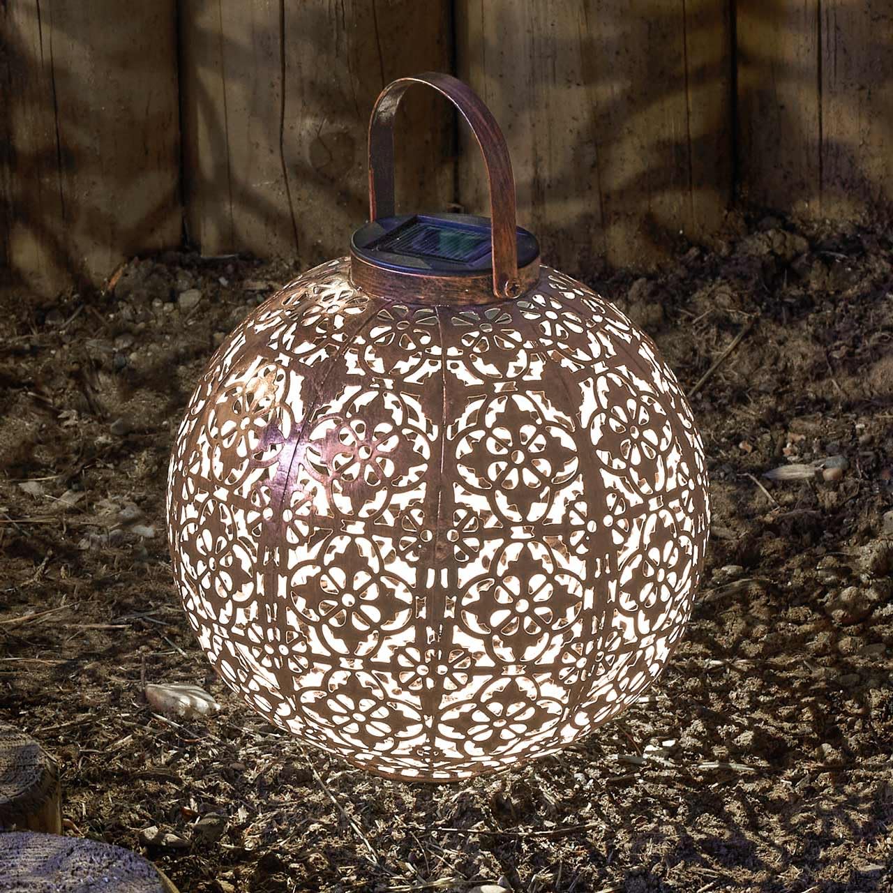 Smart Garden Bronze Damasquette Solar Powered Led Silhouette Lantern 18Cm