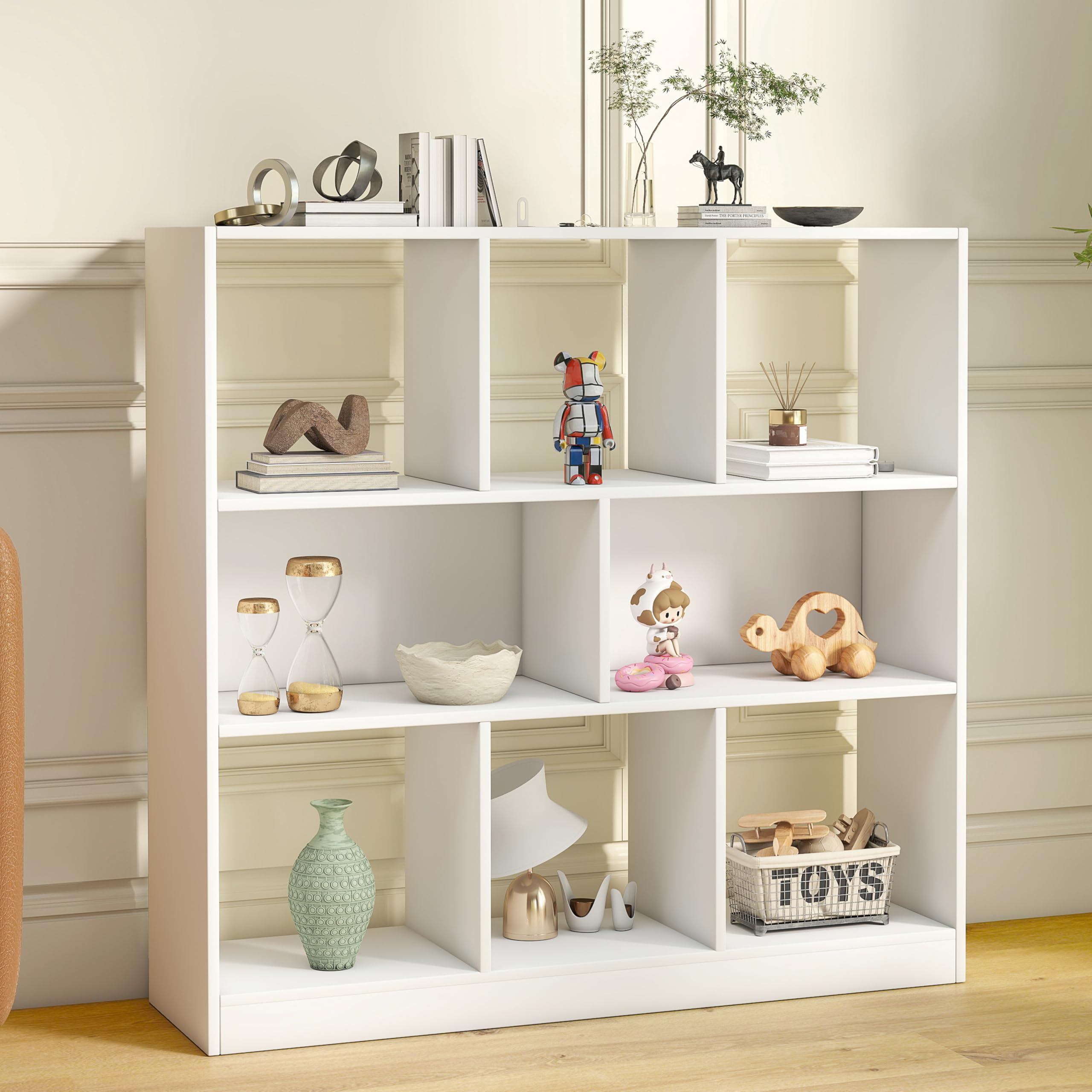 Estantería de Cubos 8 Compartimentos, Estantería para Libros de Pie 100x30x100 cm, Mueble de Almacenamiento Multifuncional Vertical u Horizontal, Ideal para Salón, Dormitorio, Oficina y Estudiantes