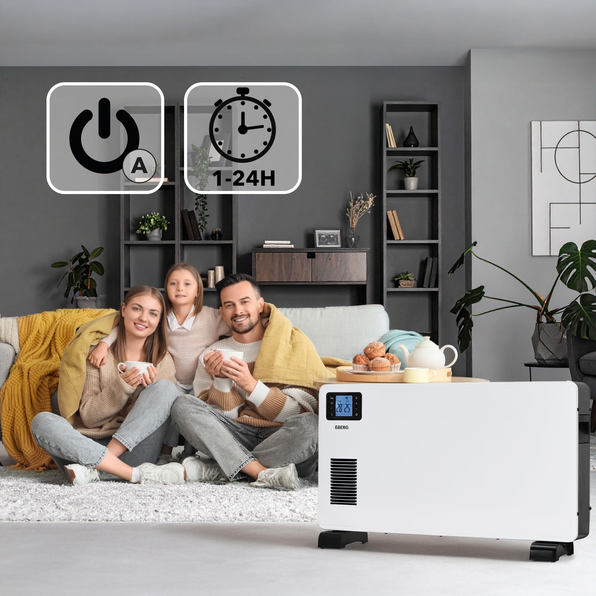 EBERG Grzejnik elektryczny konwektorowy CONVY 2300W energooszczędny WiFi