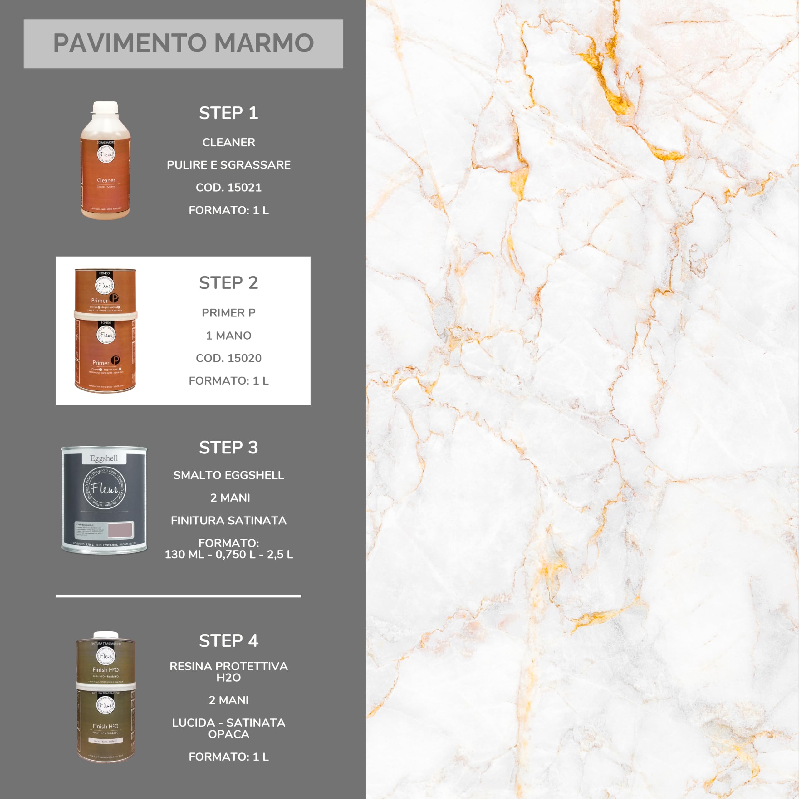 FLEUR DESIGNER'S PAINT | Prime Aggrappante per Superfici Difficili, Componente A + B, Formato da 1 litro, Made in Italy