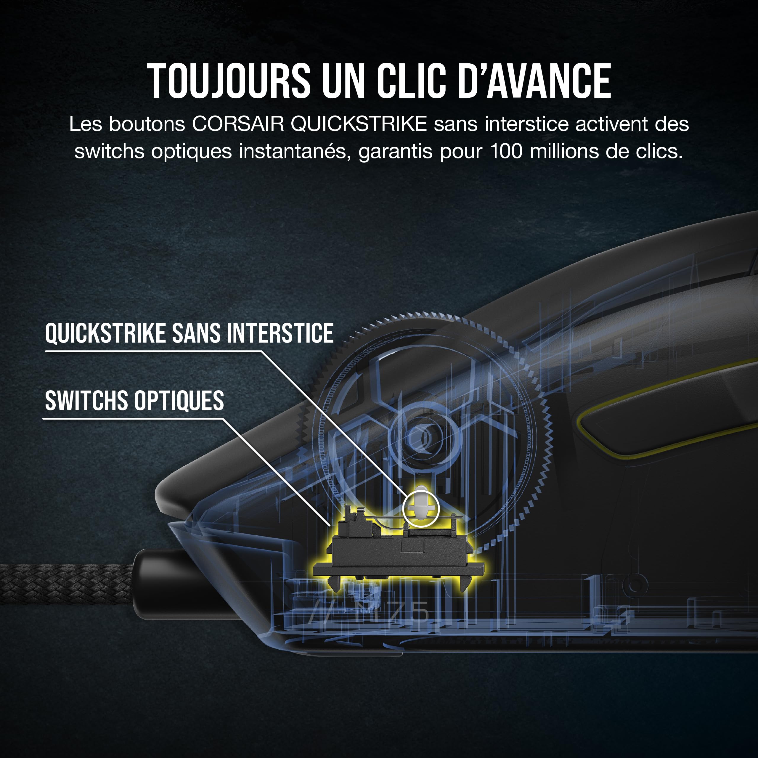 Corsair M75 Wired RGB Souris de Jeu FPS Légère – 26 000 DPI – Boutons Latéraux Interchangeables – PC – Noir