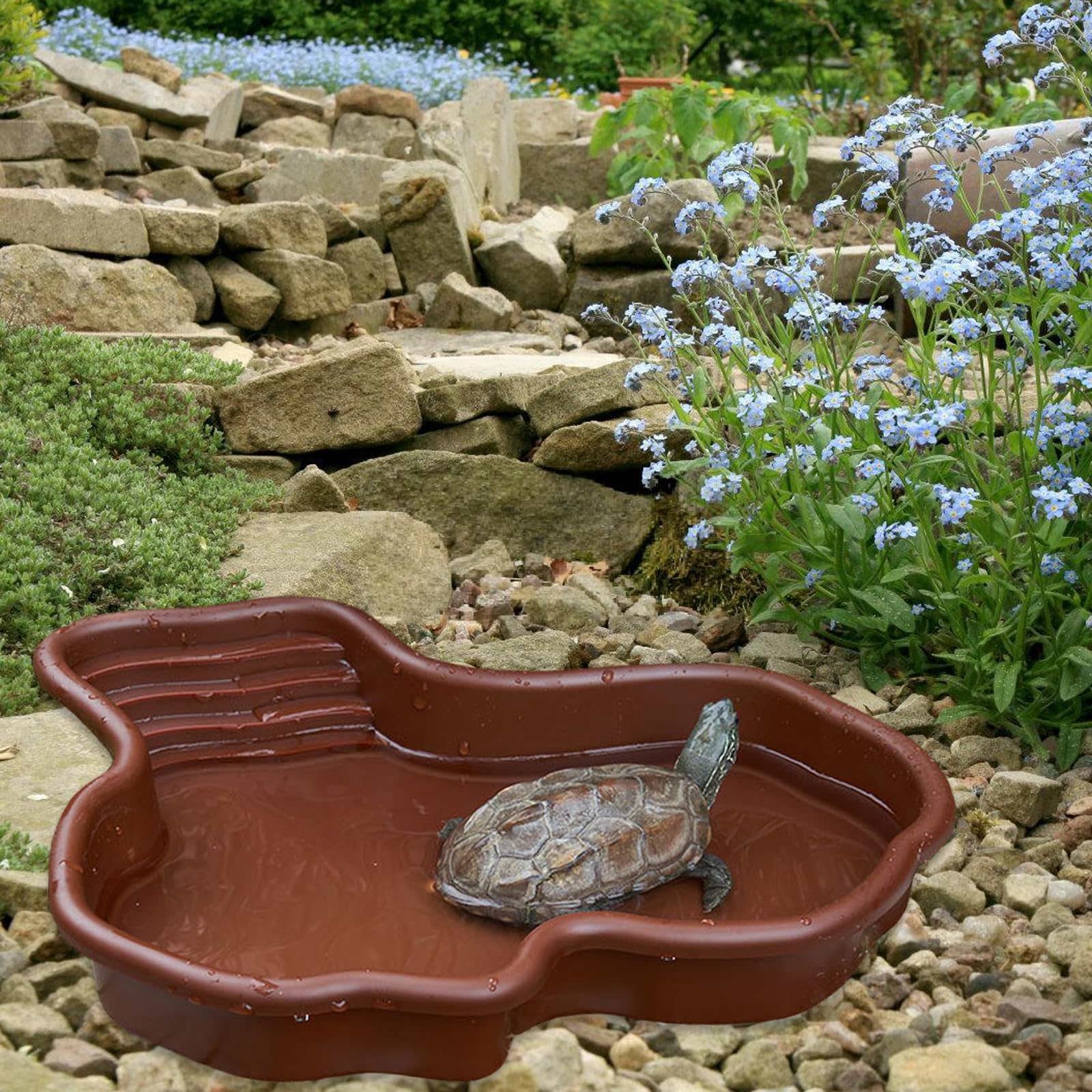 Baignoire pour Reptiles, Bac De Bain pour Reptiles, Piscine pour Tortues Gamelle Reptile Bol d'eau pour Reptiles Gamelle pour Reptiles Antidérapant avec Drainage pour Tortues, Reptiles 31x25x5cm