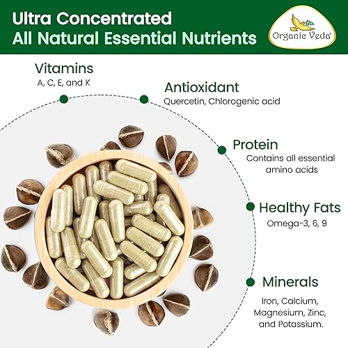 Miniatura 3 de Organic Veda Cápsulas de semillas de moringa 100% puras y orgánicas en polvo de semillas de moringa oleifera y aceite de moringa Omega 3 y 6,
