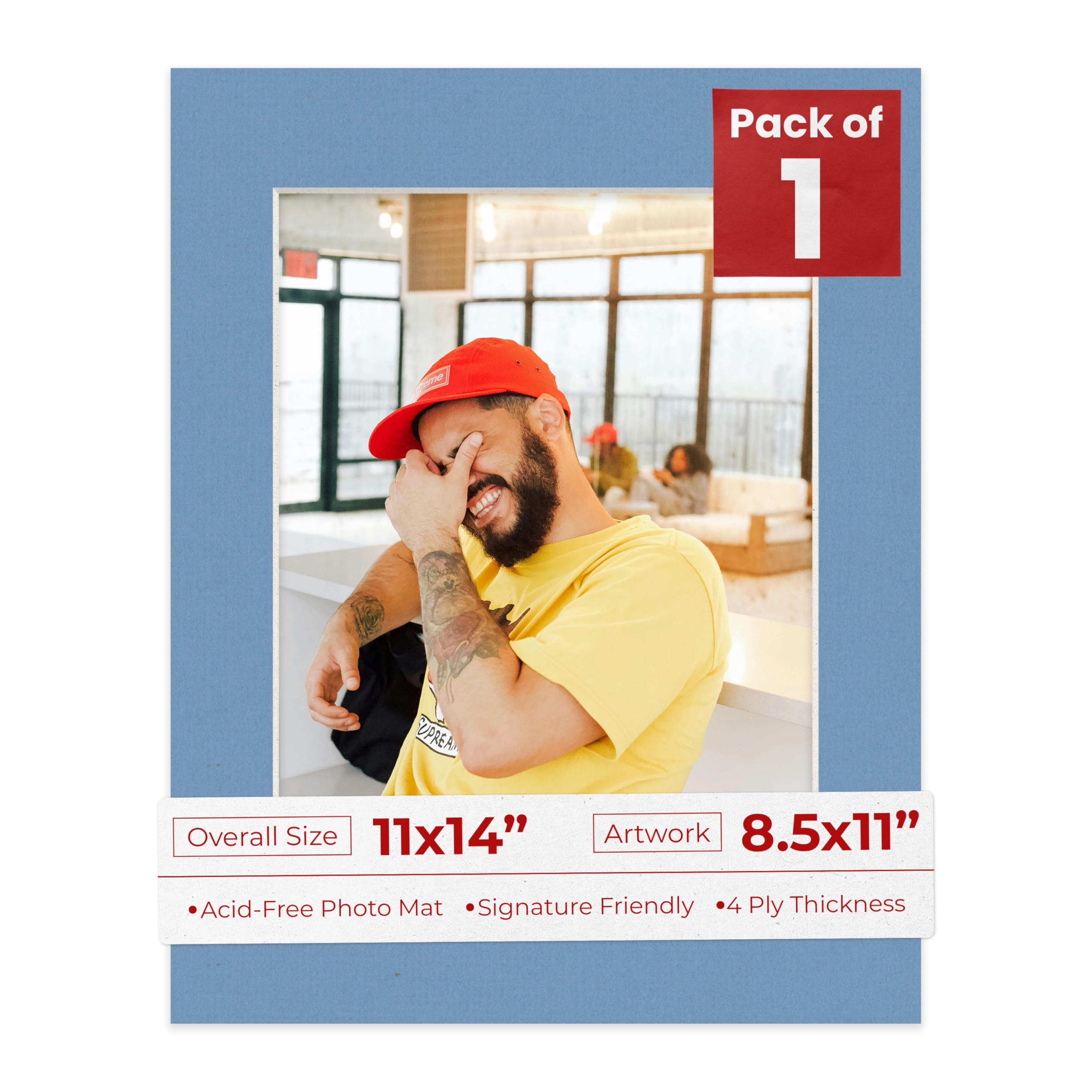 11x14 Mat Bevel Cut for 8.5x11 Photos - Acid Free Brittany Blue Precut Matboard - For Pictures, Photos, Framing - 4-ply Thickness-image-38