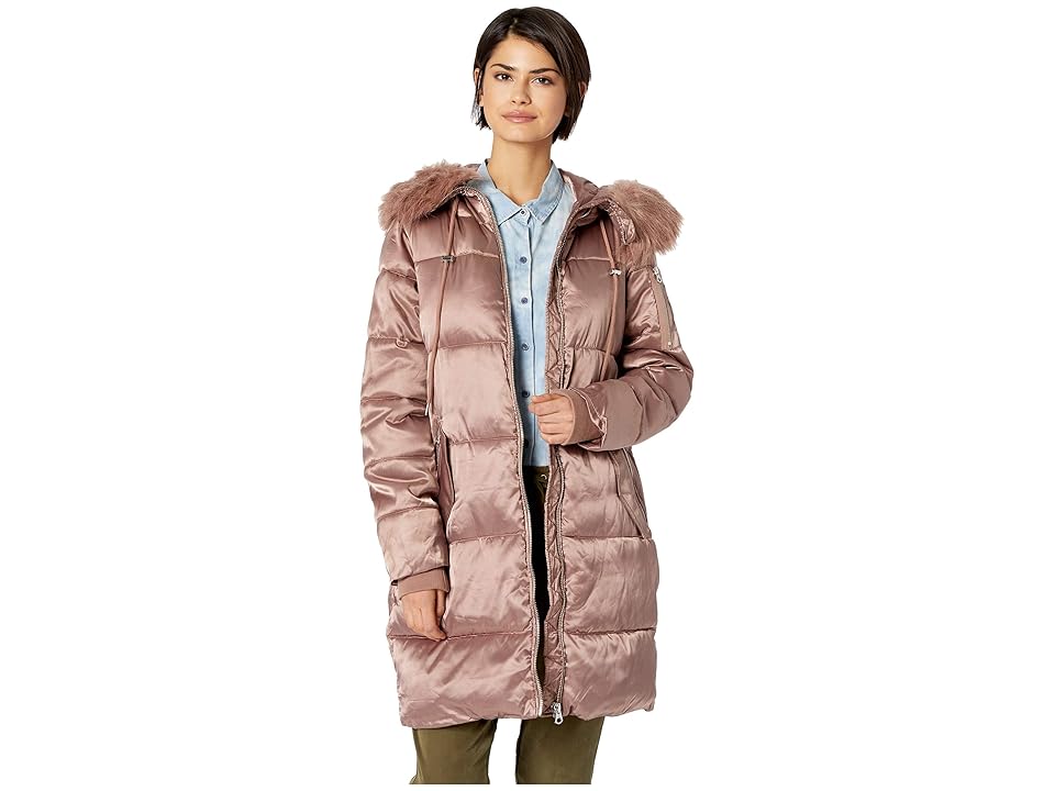 

Jessica Simpson Puffer w/ Faux Fur Hood (Dusty Pink) Women's Coat