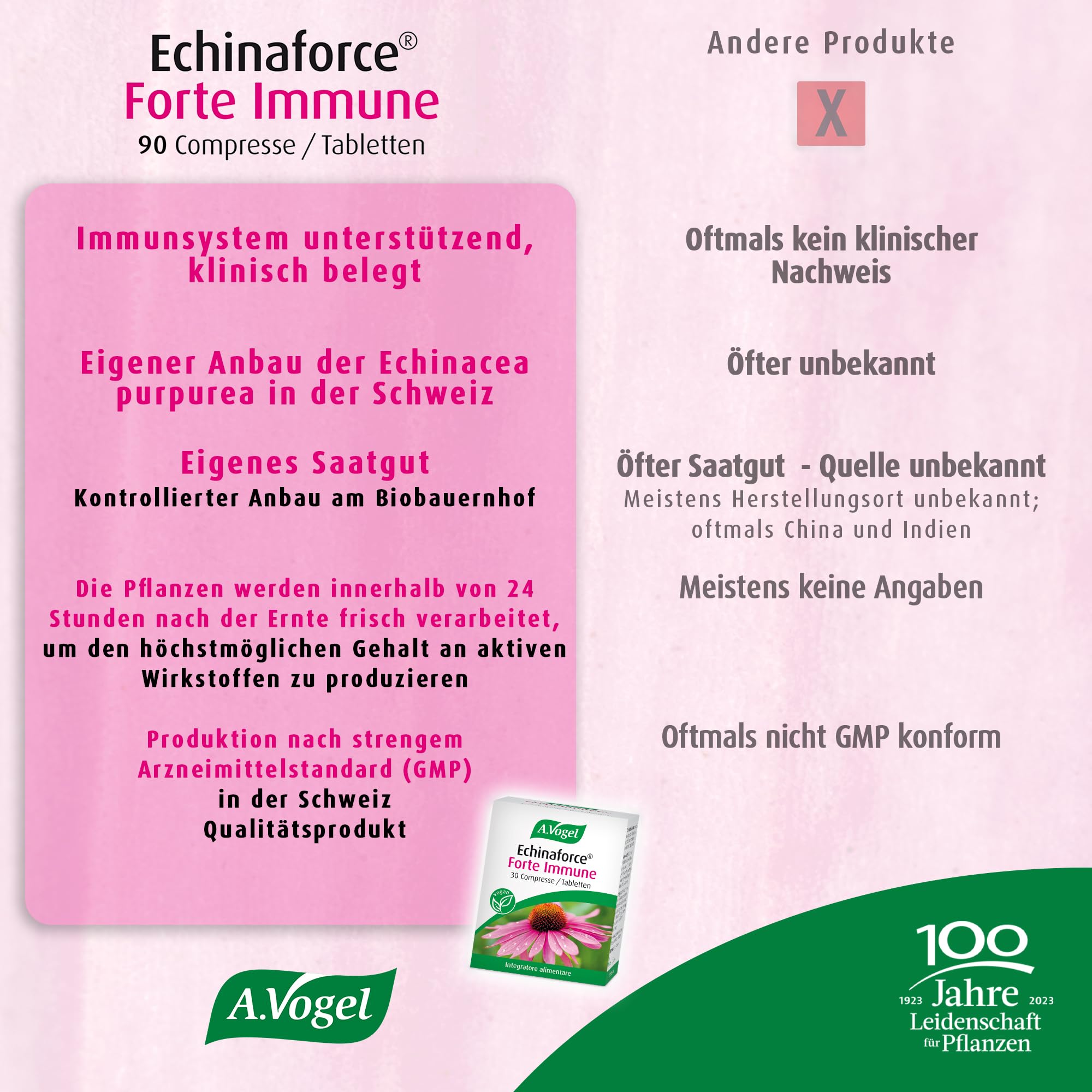 A.Vogel Echinaforce Forte Immune Tabletten 3 x 30 Stück, Immunsystem und Abwehrkraft, Nahrungsergänzungsmittel aus Echinacea Purpurea Extract, vegan, glutenfrei, laktosefrei