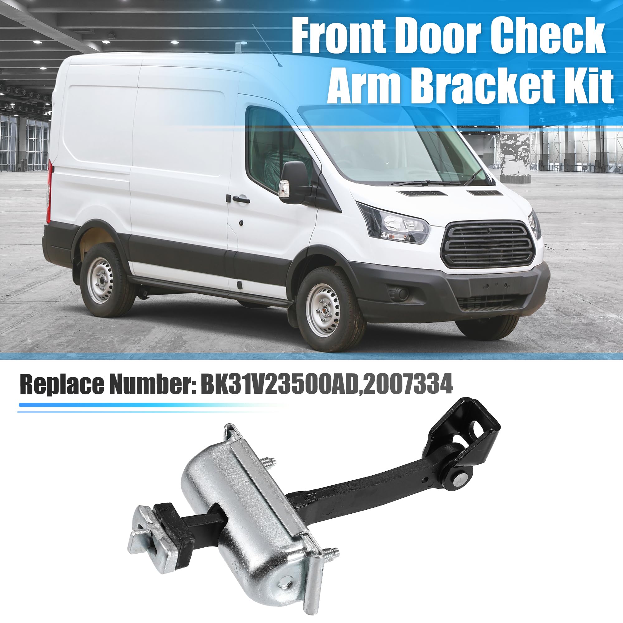 X AUTOHAUX Door Check Strap Stopper for Ford Transit MK8 V363 No.BK31V23500AD, Silver Tone, Black - Image 2