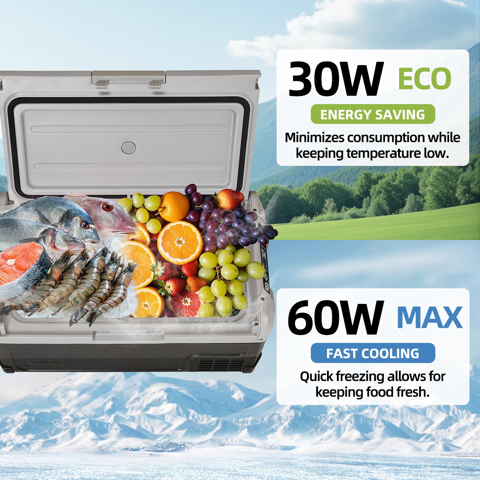 12V Car Refrigerator 21QT Portable Fridge Freezer with Blow Expansion Evaporator -4 68 12 24V DC 120-240V AC — view 5