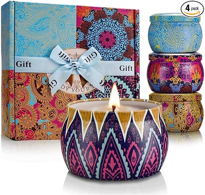 Scented Candles Gift Set, 8% Essential Oil, 4 Pack Aromatherapy Candle