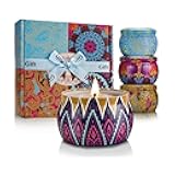 Scented Candles Gift Set, 8% Essential Oil, 4 Pack Aromatherapy Candle, Stress Relief Gifts for Women,120H Burning, Candles for Home Scented, Ideal for Birthday, Christmas, Thanksgiving, Mother's Day
