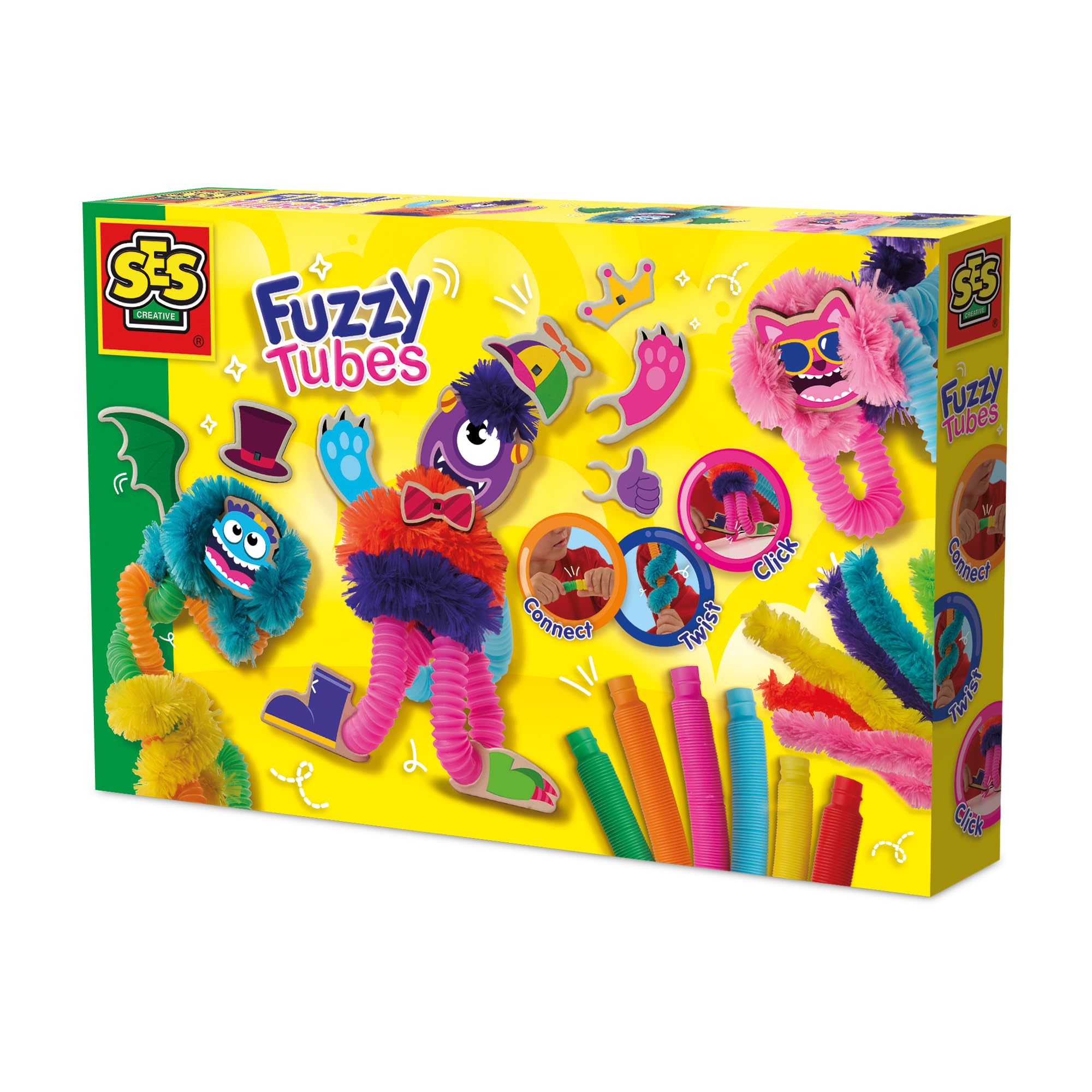 SES Creative - Fuzzy Tubes - Craft Set for Children - Pipe Cleaners - Pipe Cleaners for Crafts - with Pop Tubes and Chenille Wire - from 3 Years