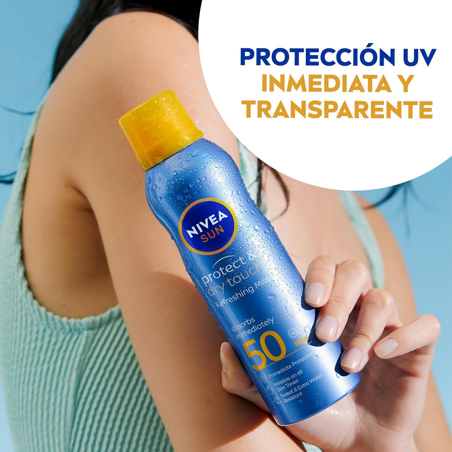 Protector solar Nivea Sun Protege & Refresca Spray Bruma Solar FP50 por 9,59€ (marcando aplicar cupón en compra recurrente)