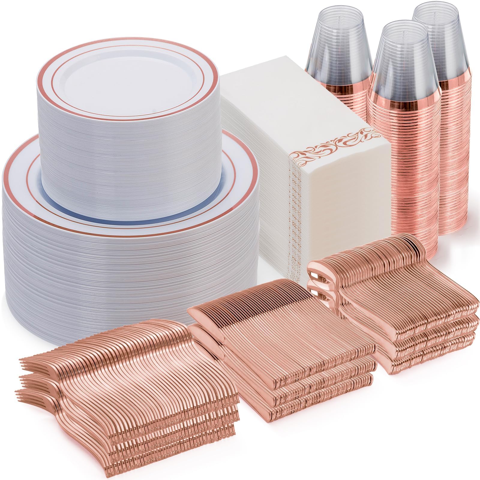 Goodluck Gold Dinnerware Set - 700 Piece Disposable Plates -11