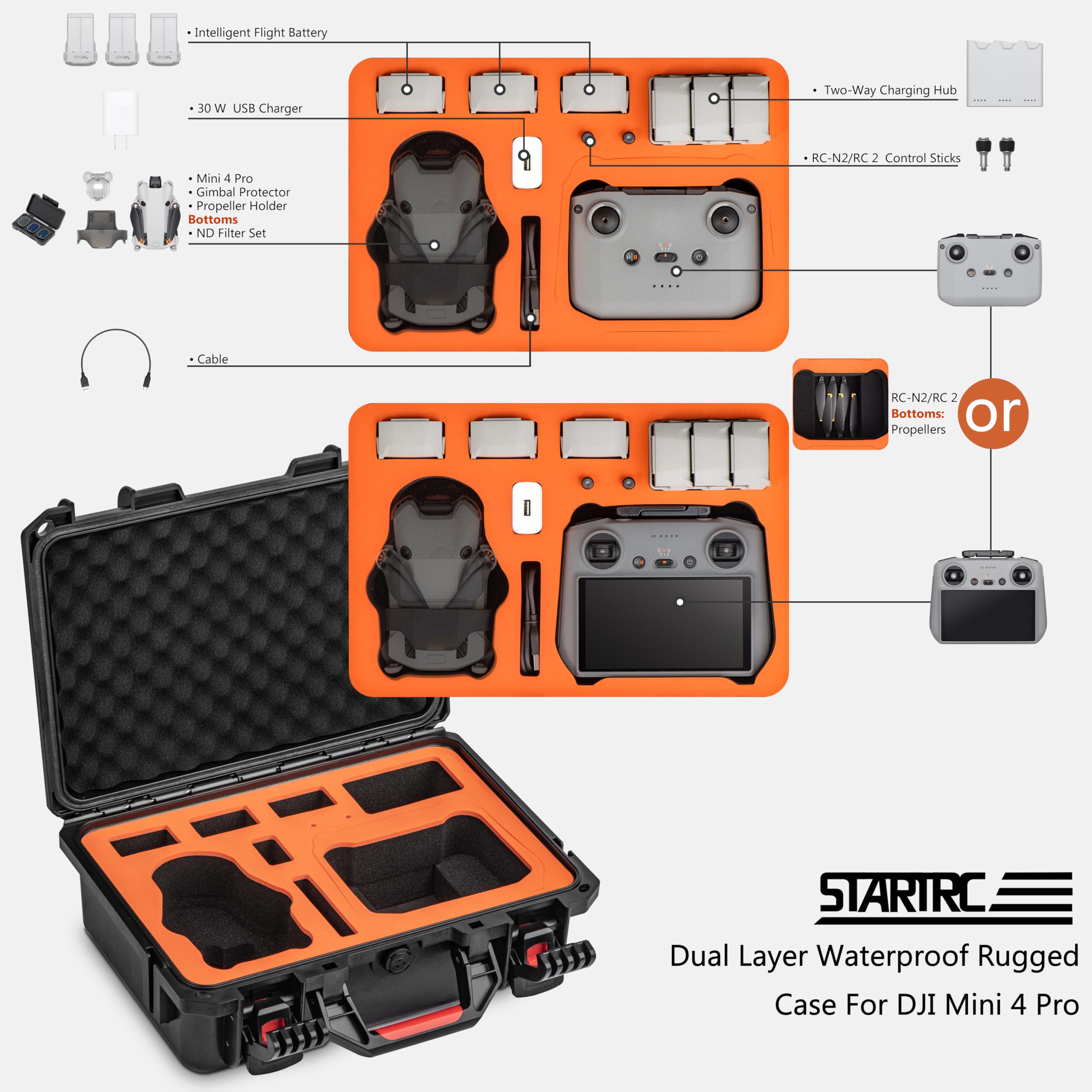 STARTRC Mini 4 Pro Estuche Rígido Impermeable para dji Mini 3 Pro Vuela Más Accesorio
