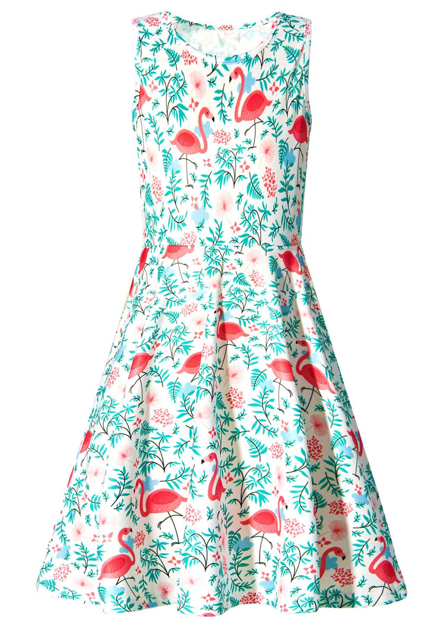 AIDEAONE Mädchenkleid Schmetterling A-Linie Ärmelloses Sommerkleid Buntes Kleid 4-12 Jahre