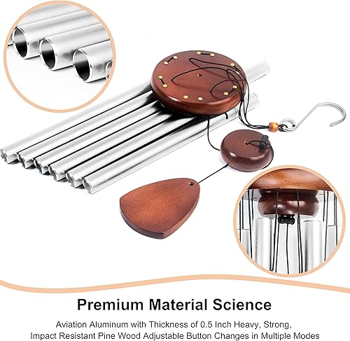 Miniatura 10 de Bursvik Campanillas de viento grandes de aluminio para exteriores, 37 pulgadas de tono profundo para exteriores, campanillas de viento para