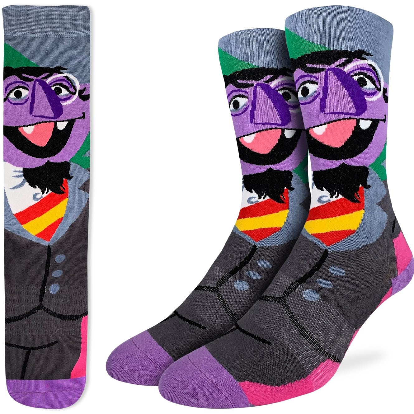 Good Luck Sock Men's Sesame Street Socks, Adult, Sesame Street, Count Von Count, One Size