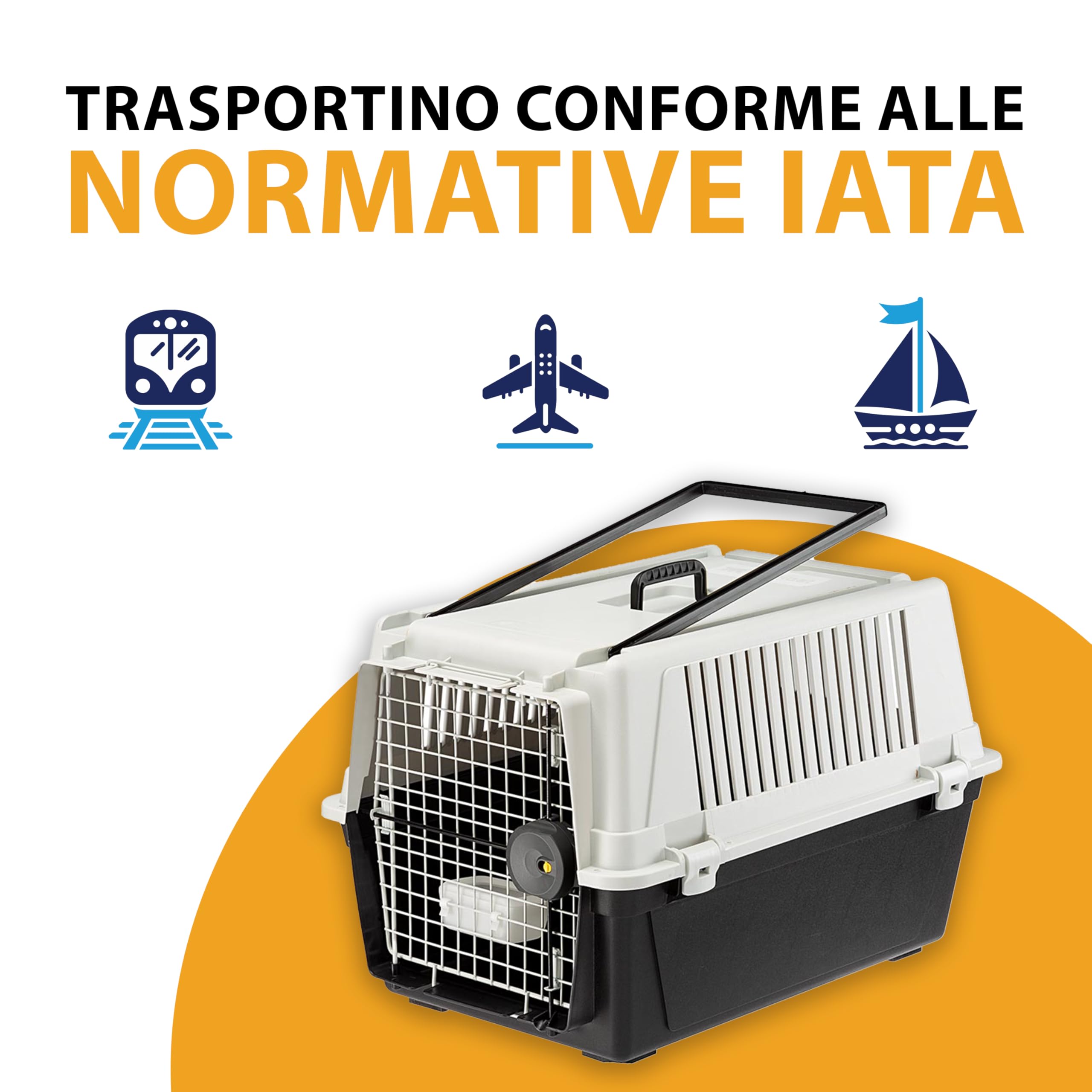 Ferplast Trasportino per cani di taglia media ATLAS 40 PRO, Box per trasporto animali, Porta in acciaio plasticato, Sistema di chiusura di sicurezza, Griglie per l'aerazione, 49 x 68 x h 45,5 cm