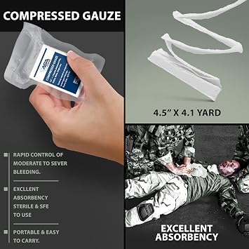 ASA Techmed Emergency Tactical Medical Kit Comprehensive Trauma Kit for Preppers, Hunters, Hikers, Campers, Climbers, Military, First Responders, and Outdoors Adventures. (Black)