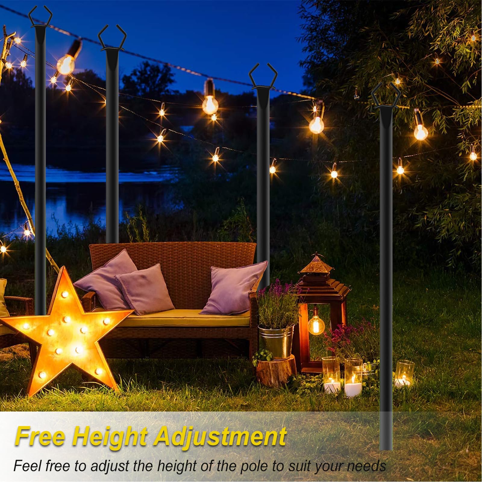 Lot de 2 guirlandes lumineuses en métal 10 pieds pour extérieur terrasse jardin