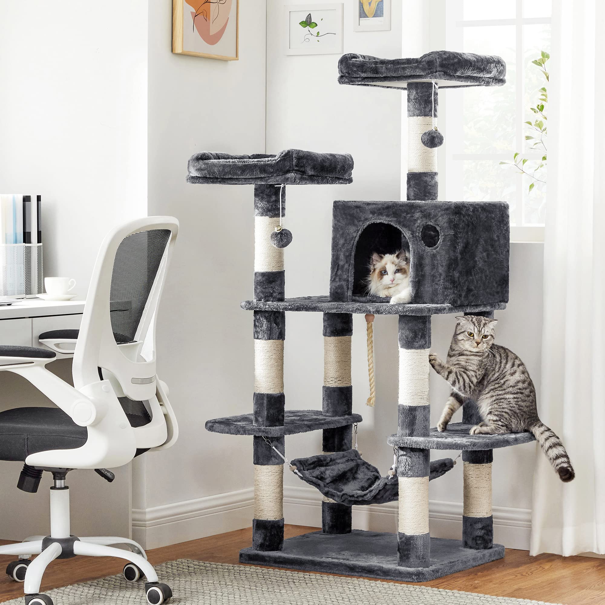 Buy FEANDREA MultiLevel Cat Tree for Big Cats, Stable Cat Tower, Smoky